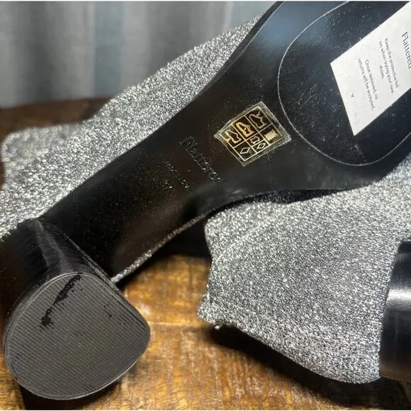 Flattered Women’s Silver Glitter Margret Textile Ankle Boots Size 37 US 7