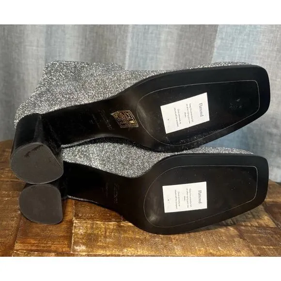 Flattered Women’s Silver Glitter Margret Textile Ankle Boots Size 37 US 7