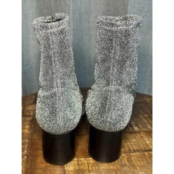Flattered Women’s Silver Glitter Margret Textile Ankle Boots Size 37 US 7