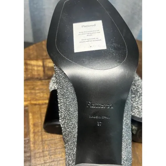 Flattered Women’s Silver Glitter Margret Textile Ankle Boots Size 37 US 7