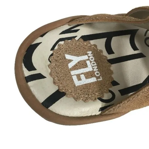 FLY LONDON Sandal SZ 41 10 Port813Fly Bronze Metallic Leather Lace Up Wedge NEW