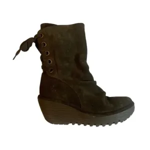 Fly London Suede Leather Wedge Boots 37