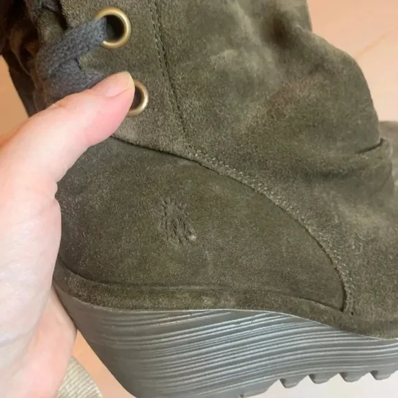Fly London Suede Leather Wedge Boots 37