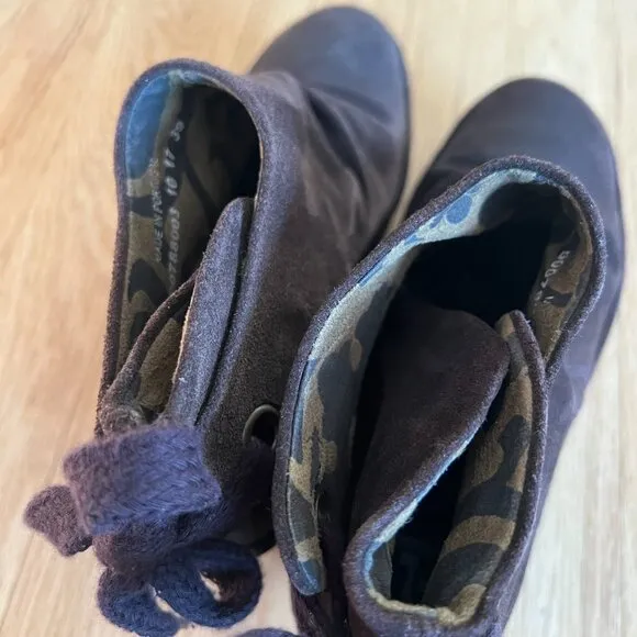 Fly London Yebi Brown Suede Ankle Tie Wedge Ankle Boots Women's Size 39