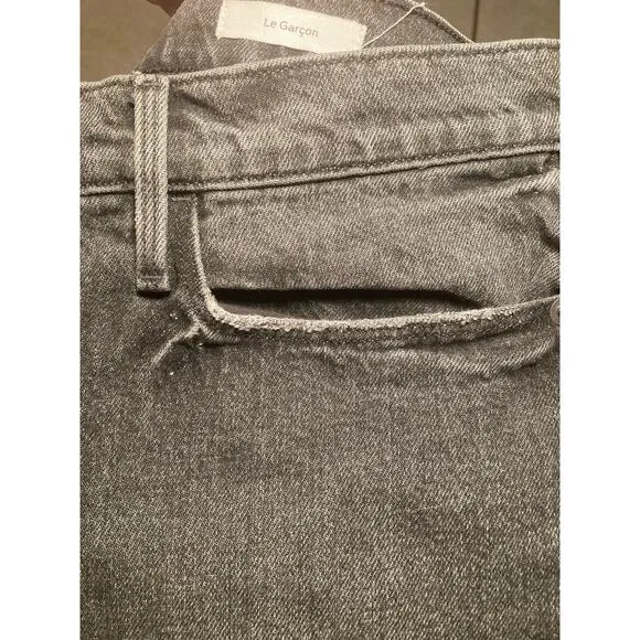 Frame La Garcon Straight Leg Gray Faded Black Ankle Straight Leg Jeans ~ Sz 28