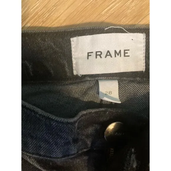 Frame La Garcon Straight Leg Gray Faded Black Ankle Straight Leg Jeans ~ Sz 28