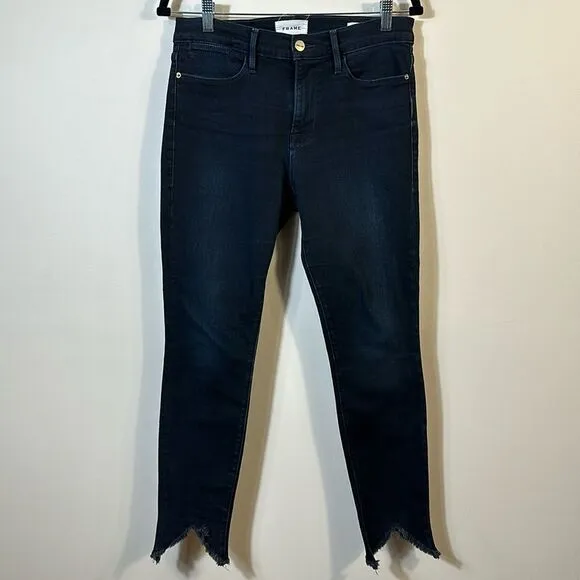 Frame Le High Skinny Double Triangle Raw Hem Jeans in Keen Women Size 29