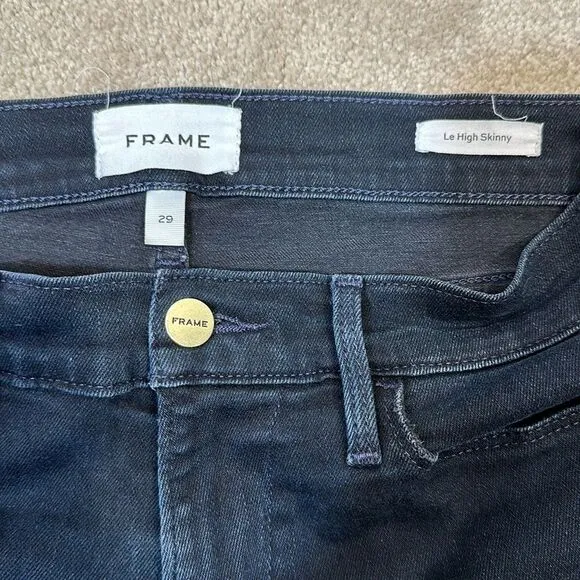Frame Le High Skinny Double Triangle Raw Hem Jeans in Keen Women Size 29