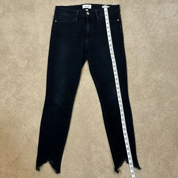 Frame Le High Skinny Double Triangle Raw Hem Jeans in Keen Women Size 29