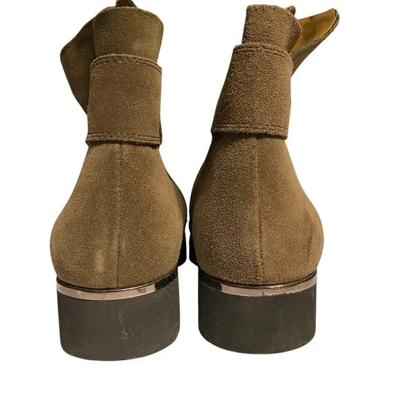 FRANCO SARTO 8M Brown Suede Leather Booties L-Chevelle Side Zip Boots