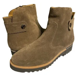 FRANCO SARTO 8M Brown Suede Leather Booties L-Chevelle Side Zip Boots