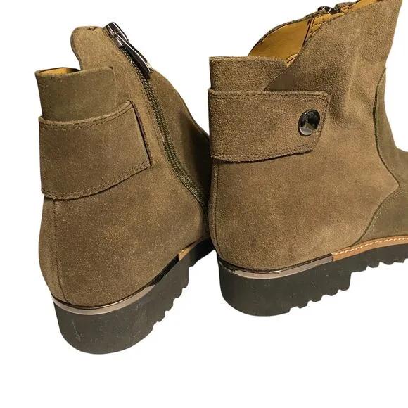 FRANCO SARTO 8M Brown Suede Leather Booties L-Chevelle Side Zip Boots