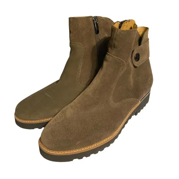 FRANCO SARTO 8M Brown Suede Leather Booties L-Chevelle Side Zip Boots