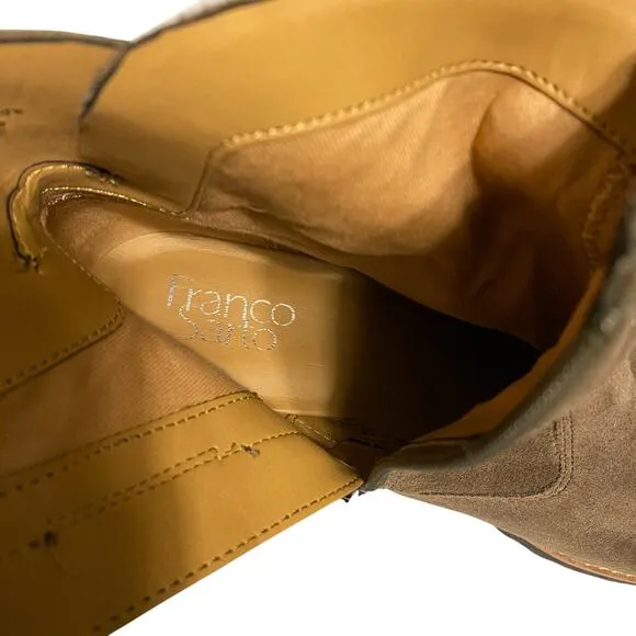 FRANCO SARTO 8M Brown Suede Leather Booties L-Chevelle Side Zip Boots