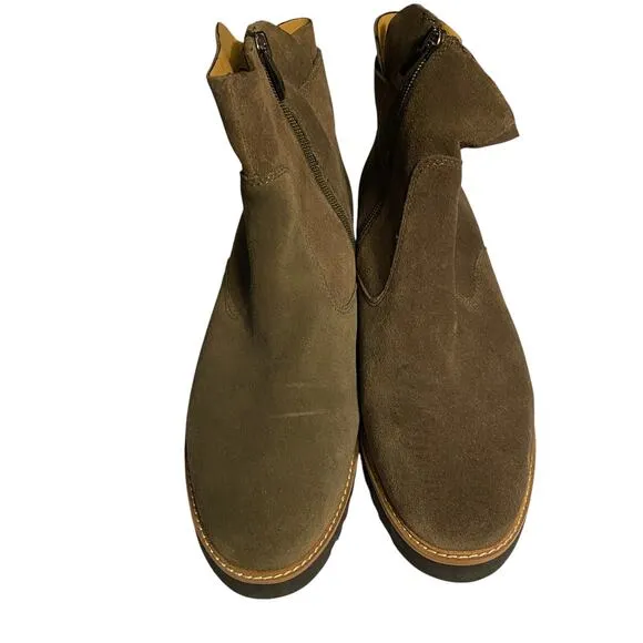 FRANCO SARTO 8M Brown Suede Leather Booties L-Chevelle Side Zip Boots