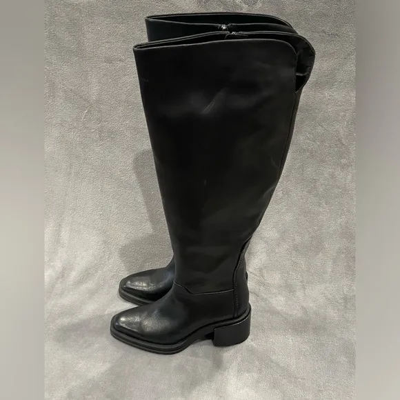 FRANCO SARTO Black Leather Dorica Wide Calf Boots Women’s Size 6.5 NWT
