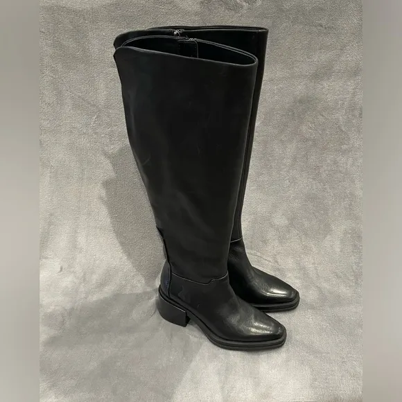 FRANCO SARTO Black Leather Dorica Wide Calf Boots Women’s Size 6.5 NWT