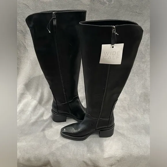 FRANCO SARTO Black Leather Dorica Wide Calf Boots Women’s Size 6.5 NWT