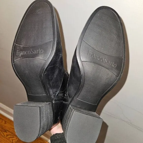 Franco Sarto Lauralei Black Leather Upper Tall Boots Size 9M Like New