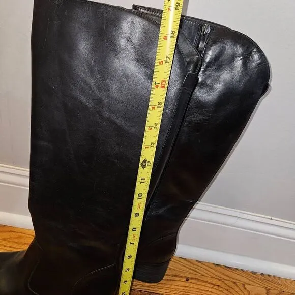 Franco Sarto Lauralei Black Leather Upper Tall Boots Size 9M Like New