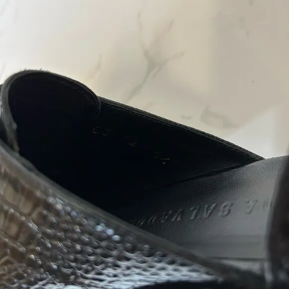 Freda Salvador Laceless Croc d'Orsay LeatherOxfords in Black Women's Size 5.5