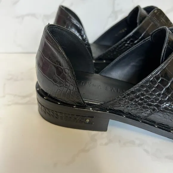 Freda Salvador Laceless Croc d'Orsay LeatherOxfords in Black Women's Size 5.5