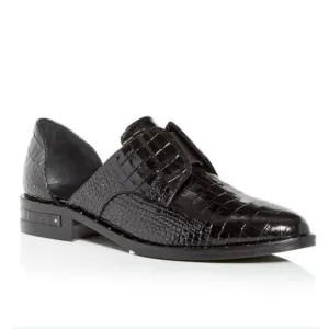 Freda Salvador Laceless Croc d'Orsay LeatherOxfords in Black Women's Size 5.5
