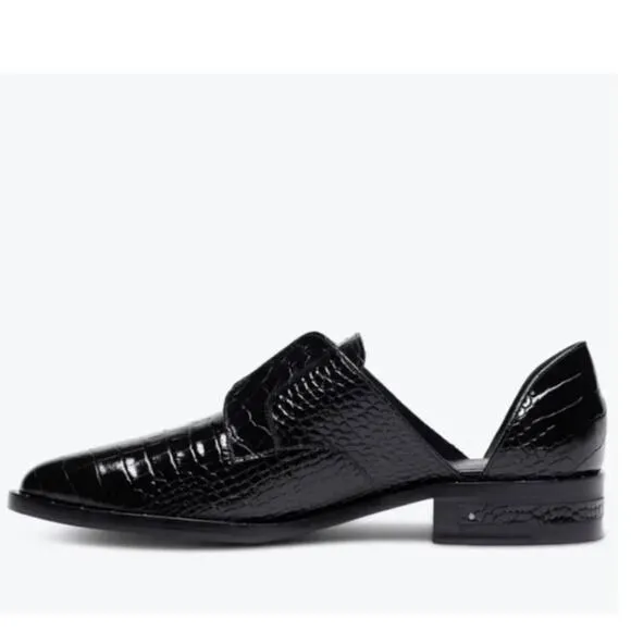 Freda Salvador Laceless Croc d'Orsay LeatherOxfords in Black Women's Size 5.5