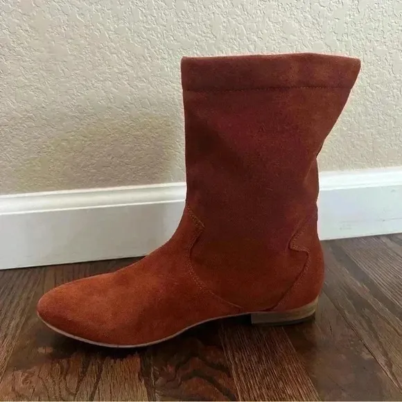 Free People Ashville Slouchy Suede Leather Ankle Boots Size 36, US 6 Rust 935296