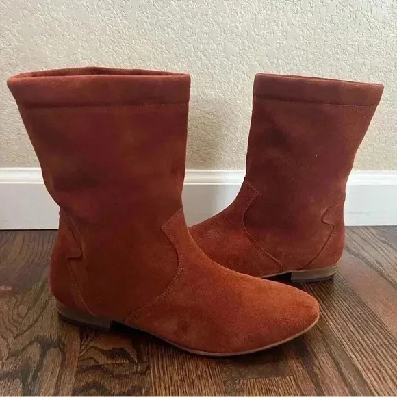 Free People Ashville Slouchy Suede Leather Ankle Boots Size 36, US 6 Rust 935296