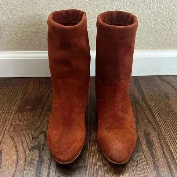 Free People Ashville Slouchy Suede Leather Ankle Boots Size 36, US 6 Rust 935296