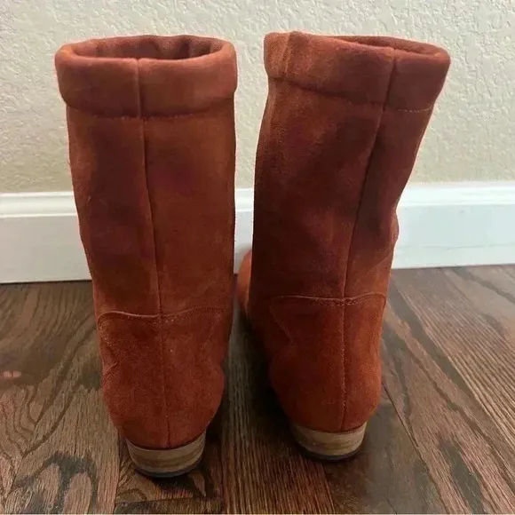Free People Ashville Slouchy Suede Leather Ankle Boots Size 36, US 6 Rust 935296