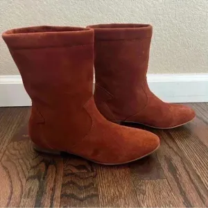 Free People Ashville Slouchy Suede Leather Ankle Boots Size 36, US 6 Rust 935296