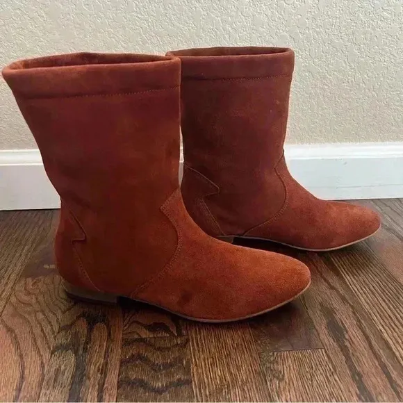 Free People Ashville Slouchy Suede Leather Ankle Boots Size 36, US 6 Rust 935296