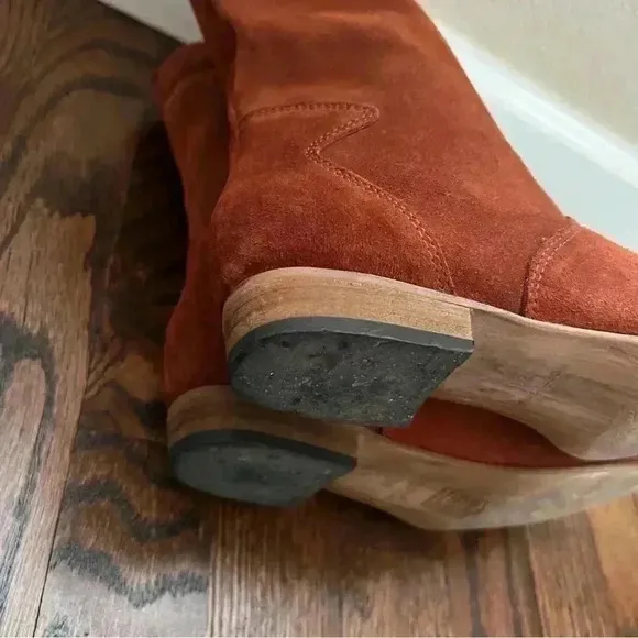 Free People Ashville Slouchy Suede Leather Ankle Boots Size 36, US 6 Rust 935296
