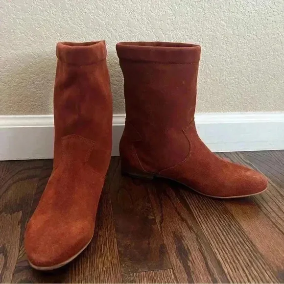 Free People Ashville Slouchy Suede Leather Ankle Boots Size 36, US 6 Rust 935296