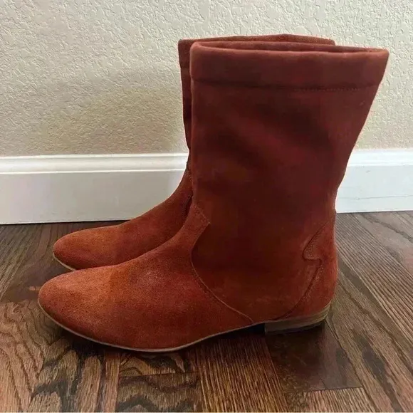 Free People Ashville Slouchy Suede Leather Ankle Boots Size 36, US 6 Rust 935296