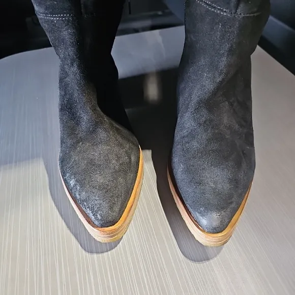 Free People Banks Over the Knee Black Suede Boots‎ 37.5 (US 7) EUC/NWOT $368
