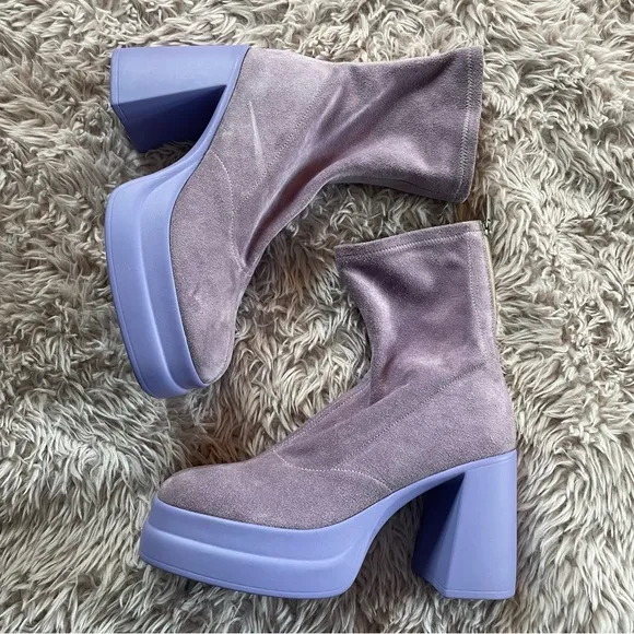 Free People Double Stacked Platform Boots in Lavender