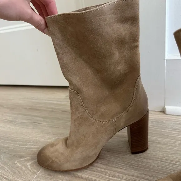 Free People light gray Dakota Suede Heeled Bootie