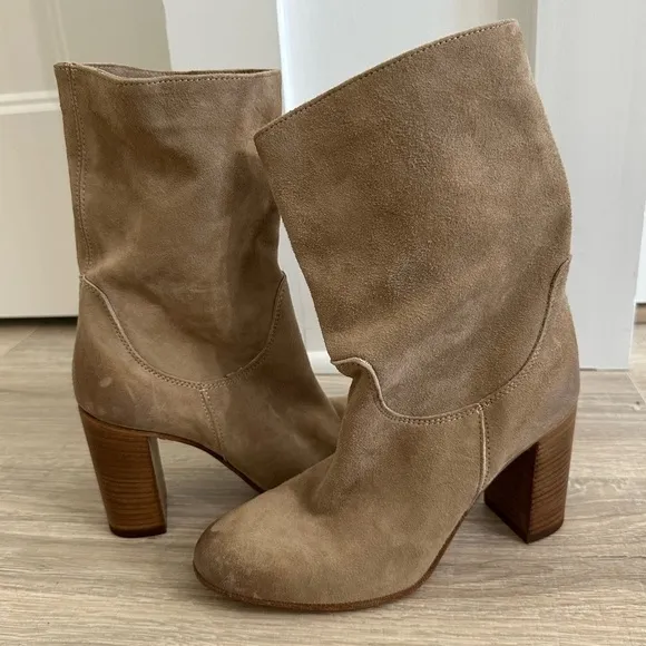 Free People light gray Dakota Suede Heeled Bootie