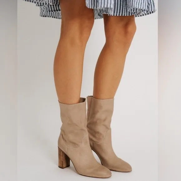 Free People light gray Dakota Suede Heeled Bootie