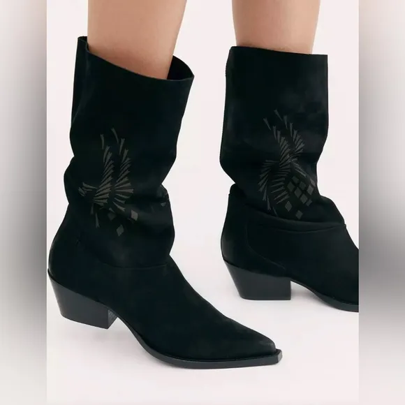 Free People Moon and Back Black Western Boots Size 40