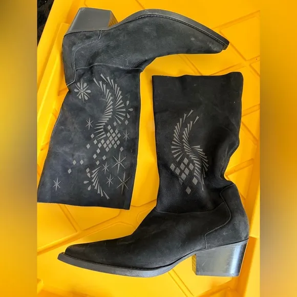 Free People Moon and Back Black Western Boots Size 40