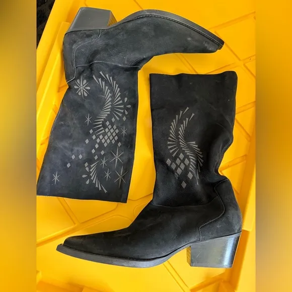 Free People Moon and Back Black Western Boots Size 40
