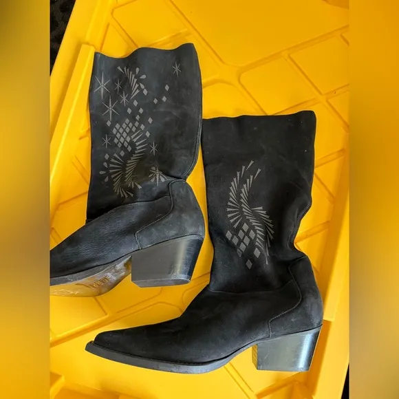 Free People Moon and Back Black Western Boots Size 40