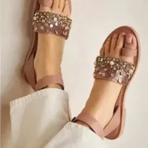 Free People Sun Peaks Embellished Sandals in Sandbar size 41/9