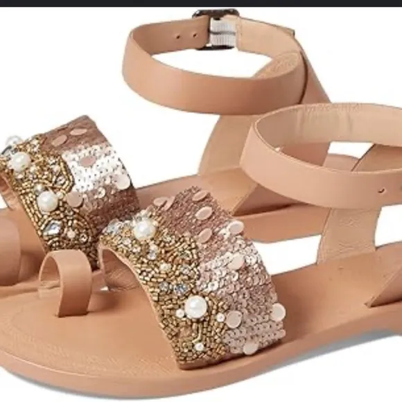 Free People Sun Peaks Embellished Sandals in Sandbar size 41/9