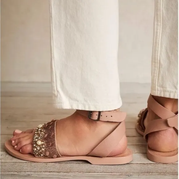 Free People Sun Peaks Embellished Sandals in Sandbar size 41/9