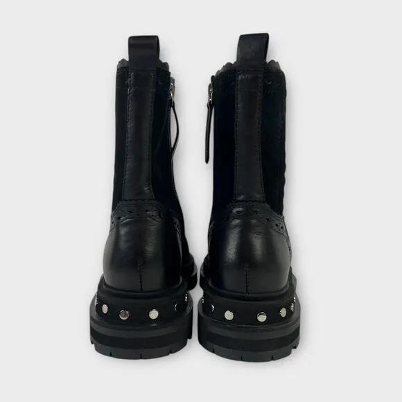 Free People Tate Black Suede Leather Studded Cap Toe Chelsea Boots Size 8